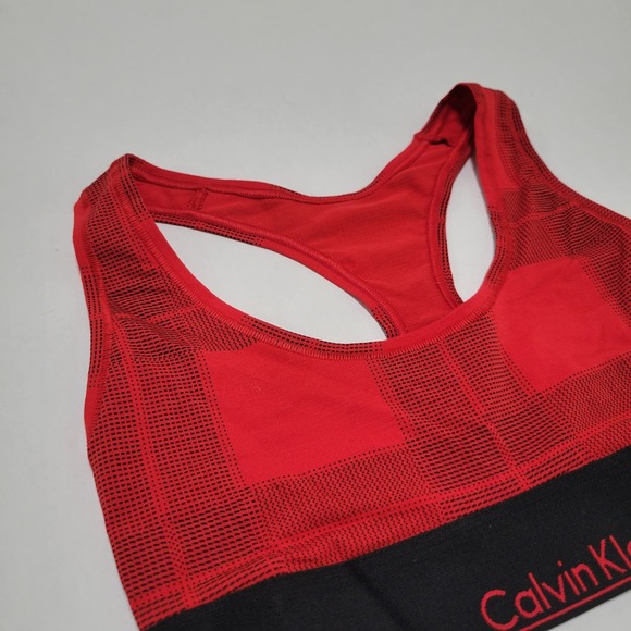 Calvin Klein Modern Cotton Modern Cotton Bralette, Plaid Red NWT $30 XS - Picture 3 of 8